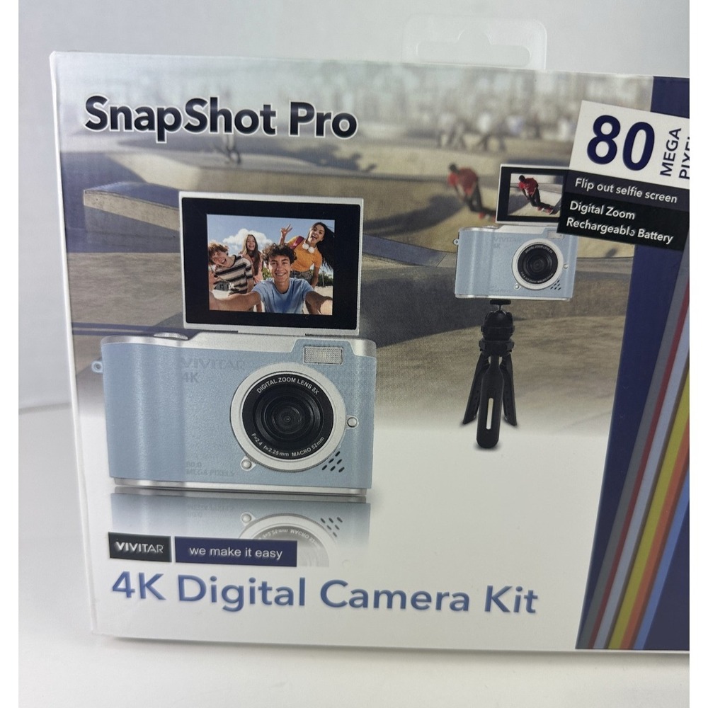 New! Blue Vivitar Snapshot Pro 4K Digital Camera Kit Video W/ Flip Out Screen - Picture 3 of 11